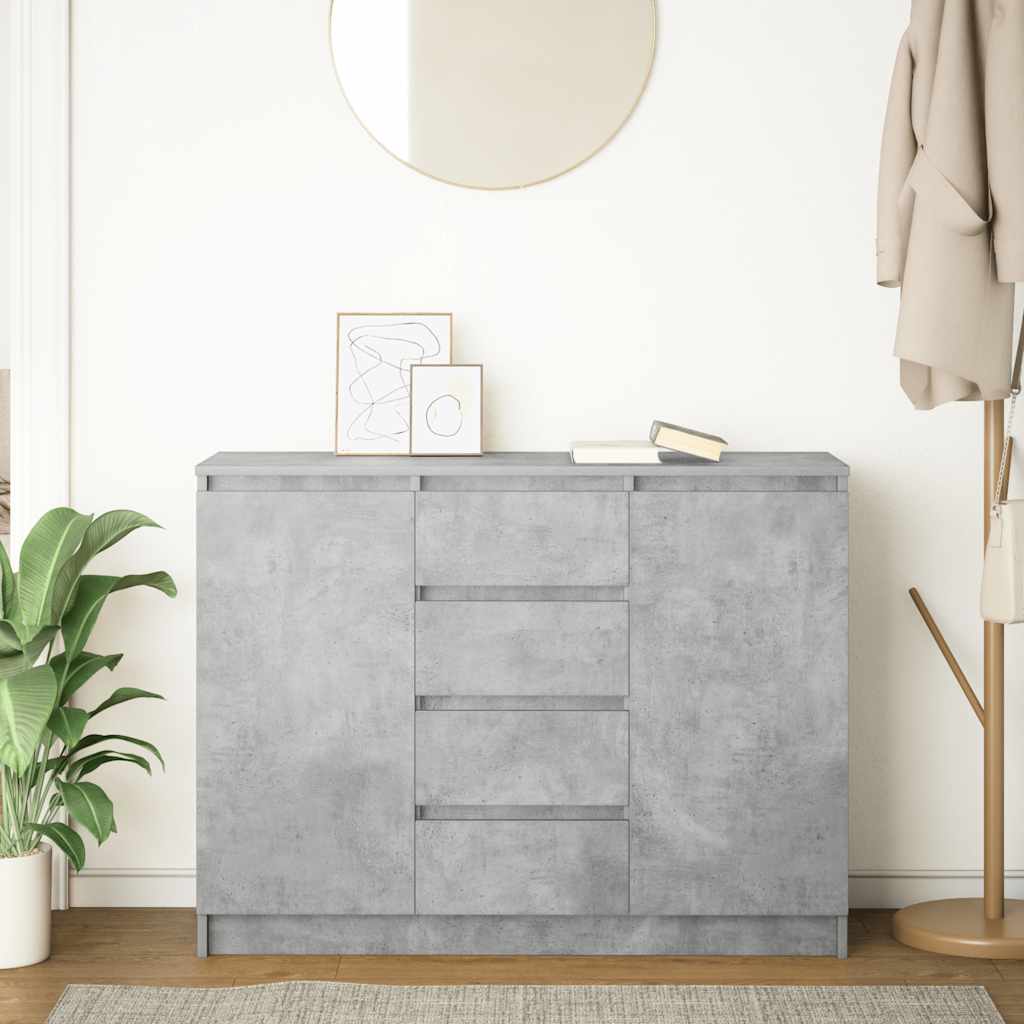Sideboard with Drawers Concrete Grey 100.5x35x76 cm