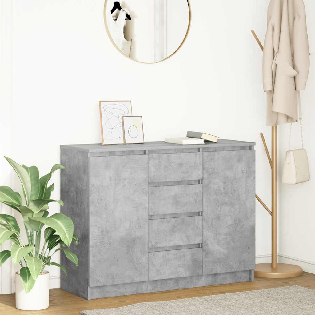 Sideboard with Drawers Concrete Grey 100.5x35x76 cm