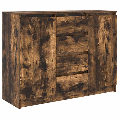 Sideboard with Drawers Smoked Oak 100.5x35x76 cm Engineered Wood