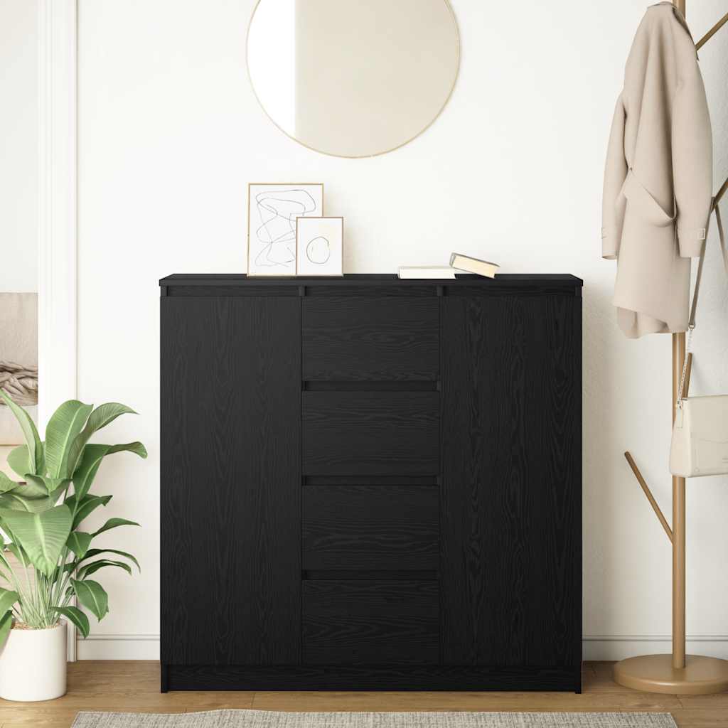 Sideboard with Drawers Black Oak 100.5x35x98.5 cm Engineered Wood