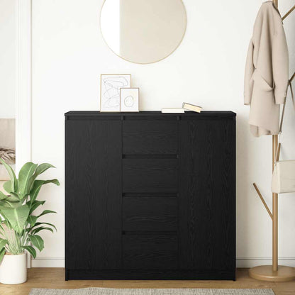Sideboard with Drawers Black Oak 100.5x35x98.5 cm