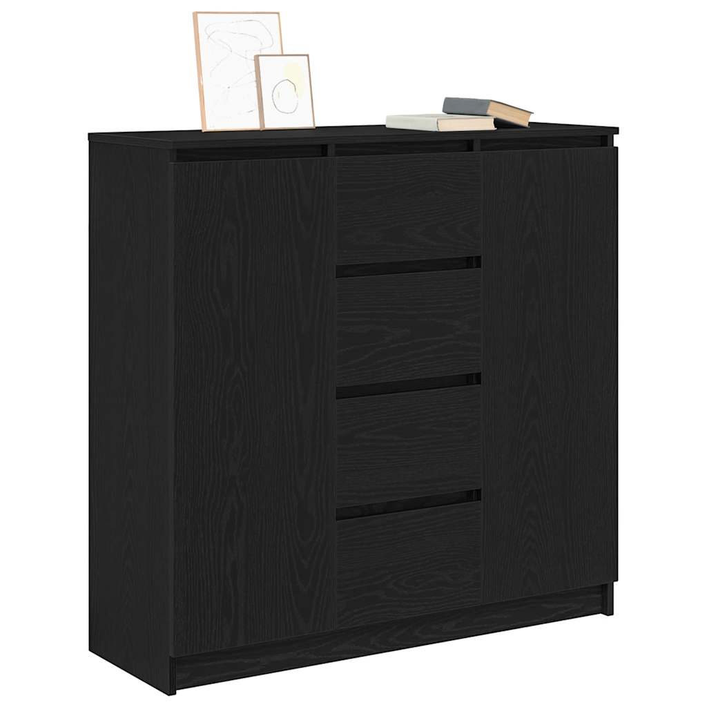 Sideboard with Drawers Black Oak 100.5x35x98.5 cm