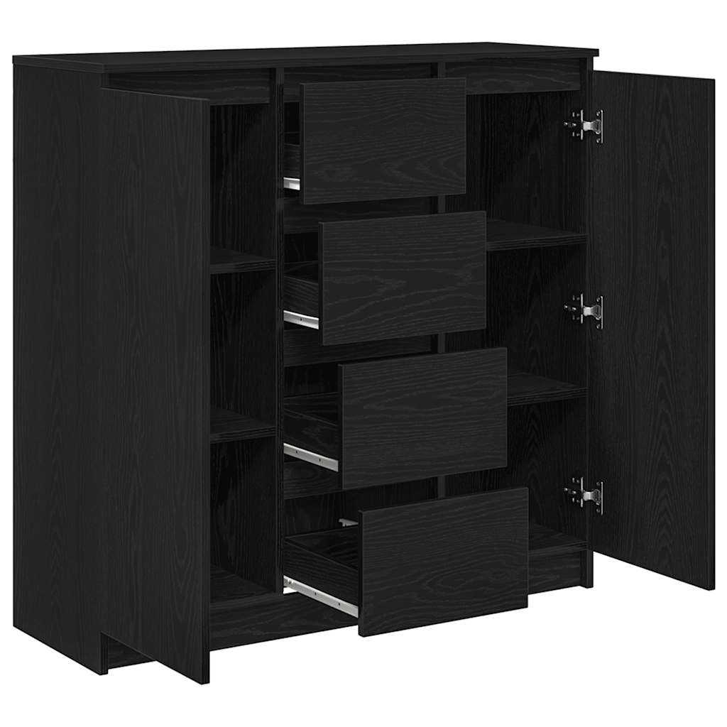 Sideboard with Drawers Black Oak 100.5x35x98.5 cm