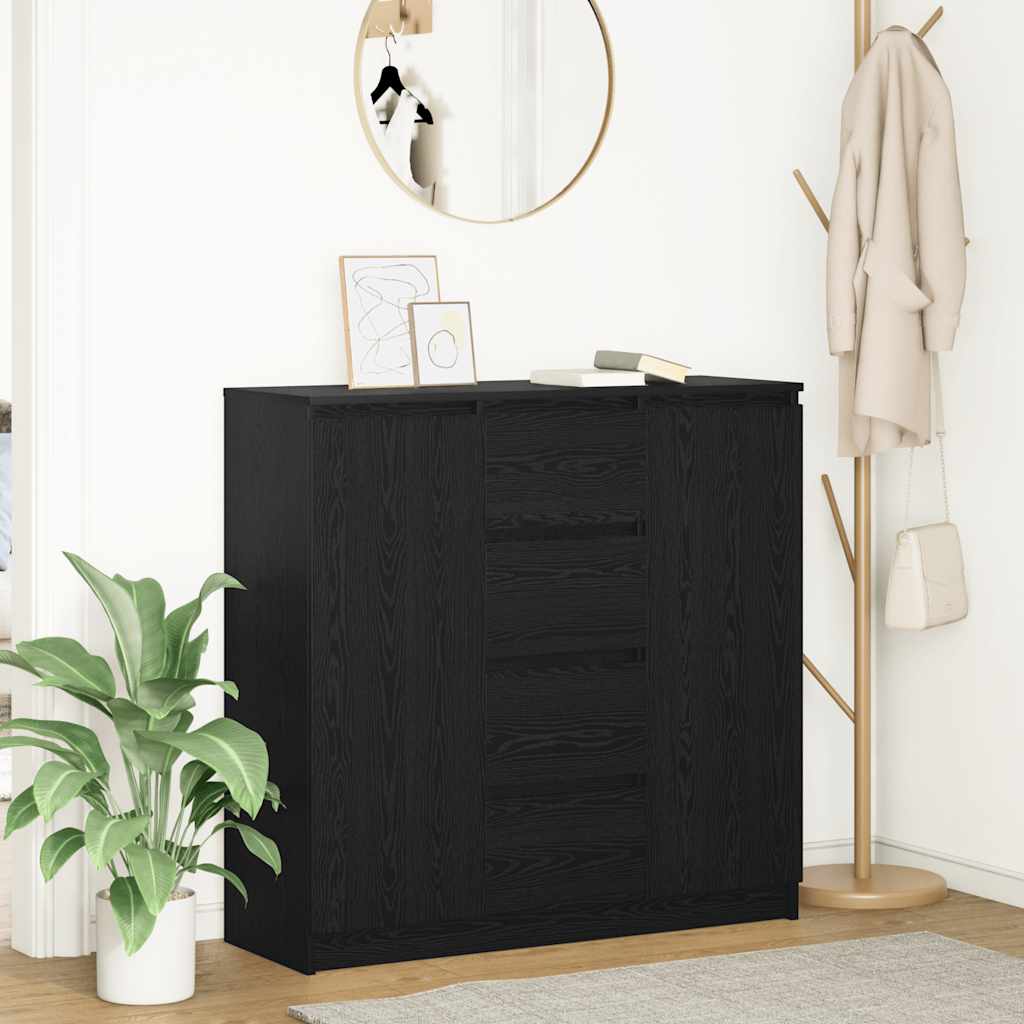 Sideboard with Drawers Black Oak 100.5x35x98.5 cm