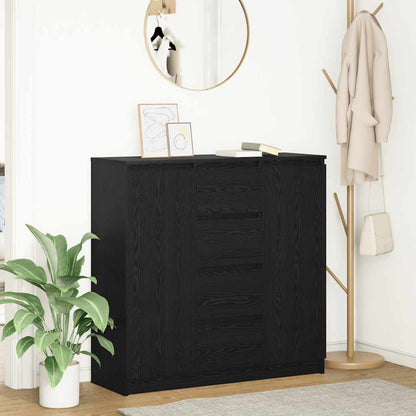 Sideboard with Drawers Black Oak 100.5x35x98.5 cm