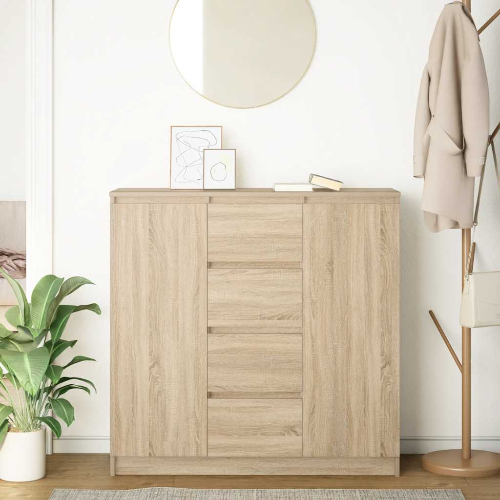 Sideboard with Drawers Sonoma Oak 100,5x35x98,5 cm Engineered Wood