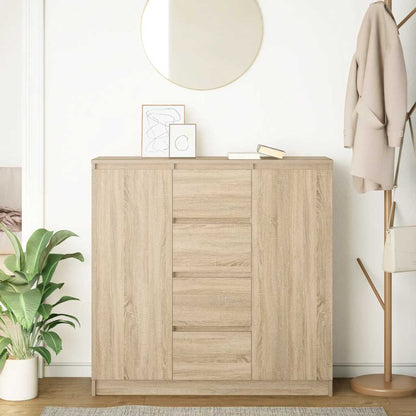 Sideboard with Drawers Sonoma Oak 100,5x35x98,5 cm Engineered Wood