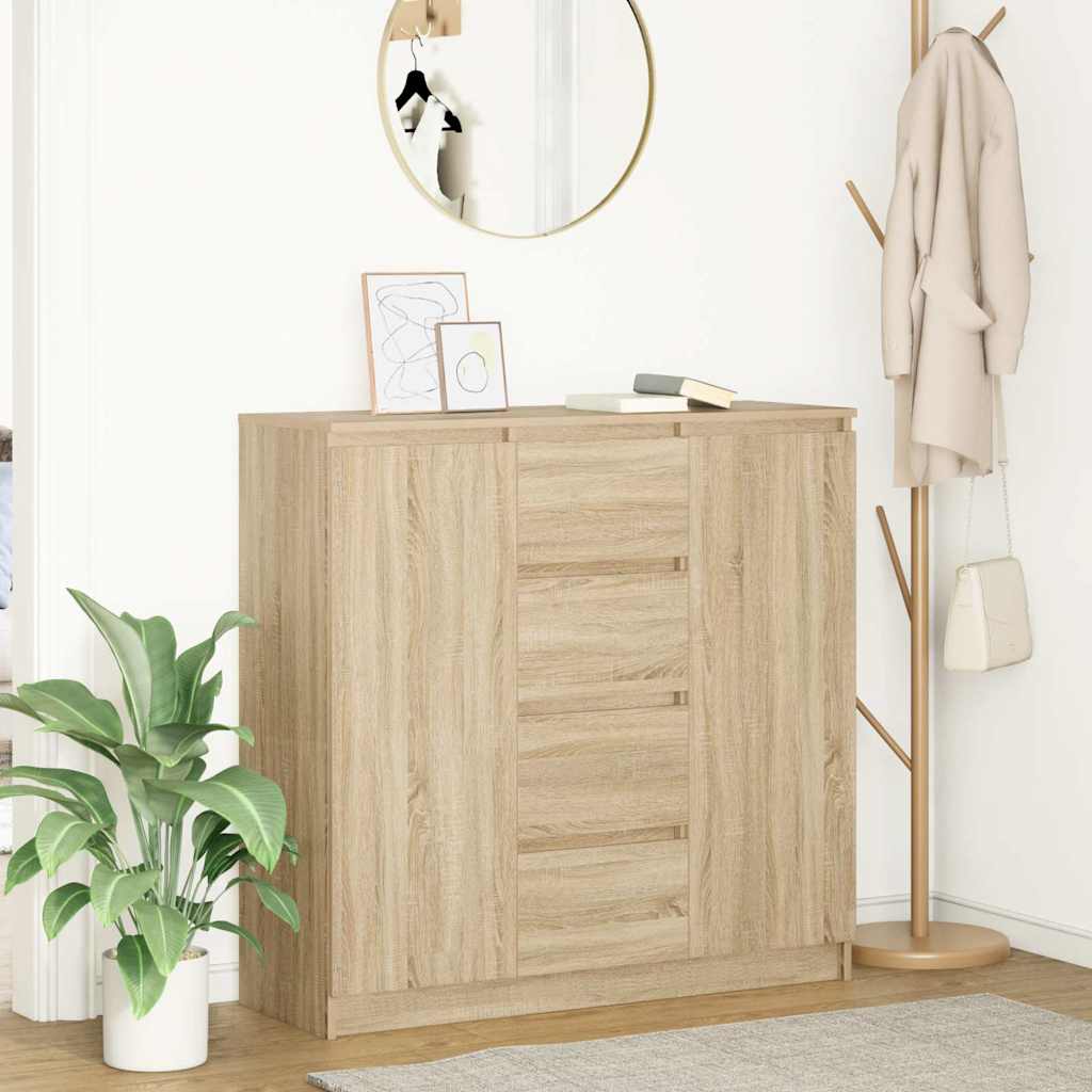 Sideboard with Drawers Sonoma Oak 100,5x35x98,5 cm Engineered Wood