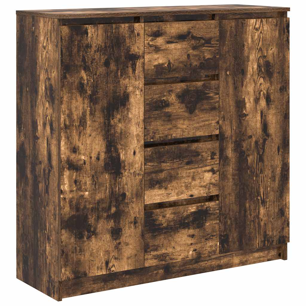 Sideboard with Drawers Smoked Oak 100.5x35x98.5 cm Engineered Wood