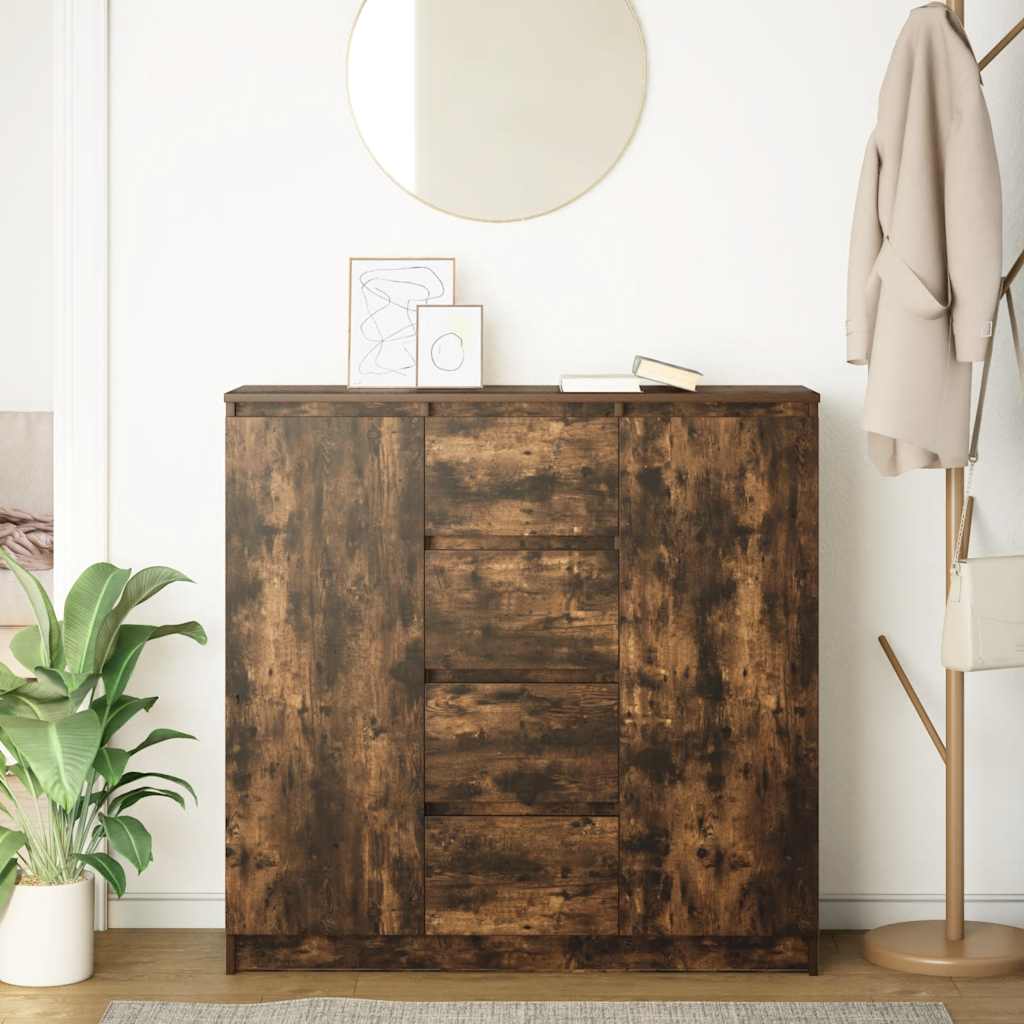 Sideboard with Drawers Smoked Oak 100.5x35x98.5 cm