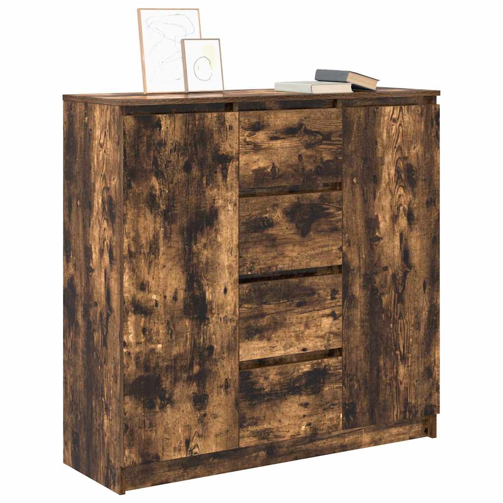 Sideboard with Drawers Smoked Oak 100.5x35x98.5 cm Engineered Wood