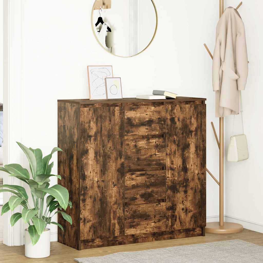 Sideboard with Drawers Smoked Oak 100.5x35x98.5 cm Engineered Wood