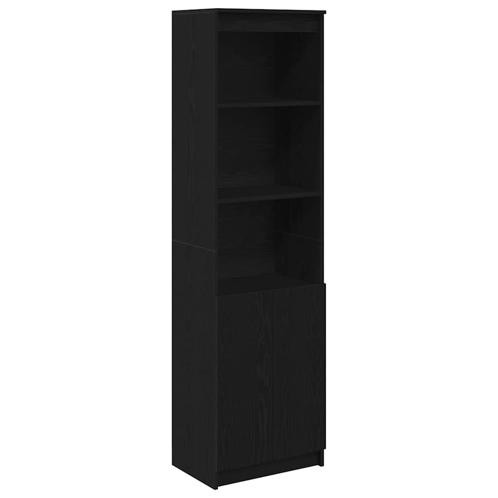 Highboard Black Oak 50x35x180 cm Engineered Wood