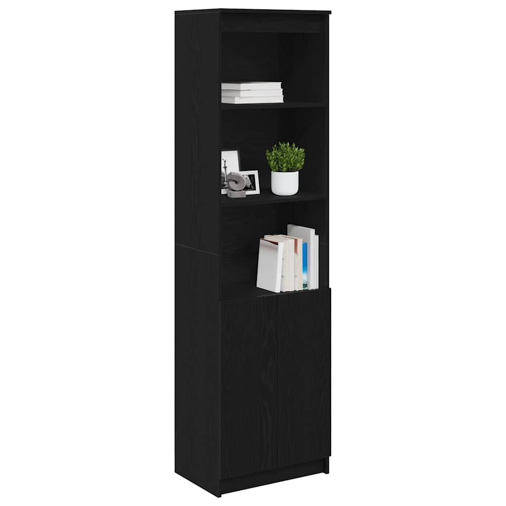 Highboard Black Oak 50x35x180 cm Engineered Wood