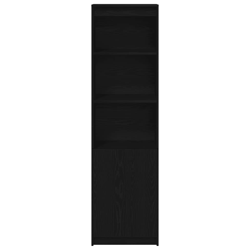 Highboard Black Oak 50x35x180 cm Engineered Wood