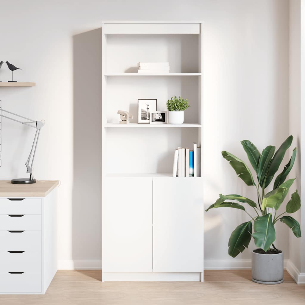 Highboard White 70x35x180 cm Engineered Wood