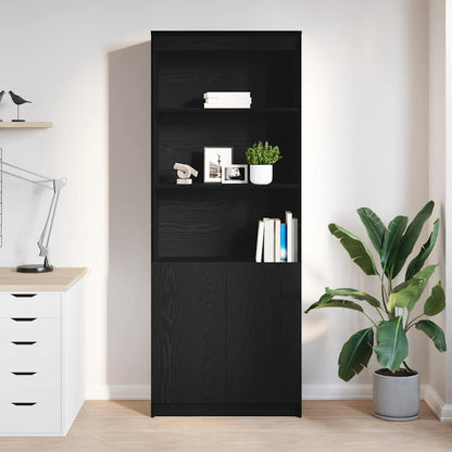 Highboard Black Oak 70x35x180 cm Engineered Wood