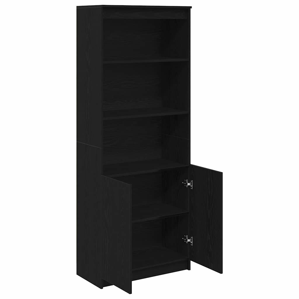 Highboard Black Oak 70x35x180 cm Engineered Wood