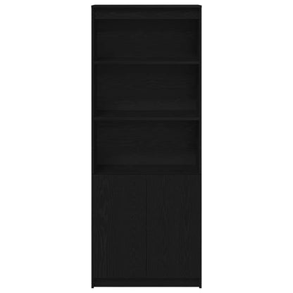 Highboard Black Oak 70x35x180 cm Engineered Wood