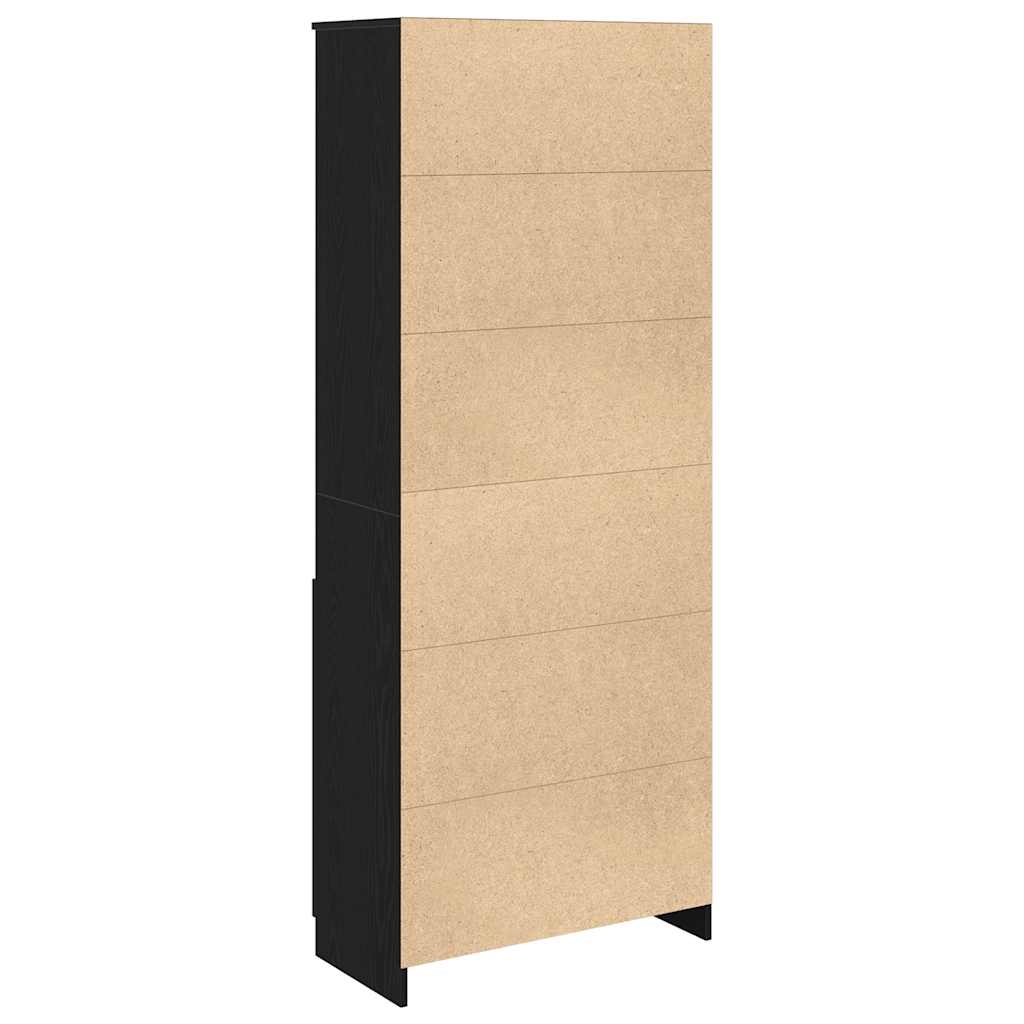 Highboard Black Oak 70x35x180 cm Engineered Wood