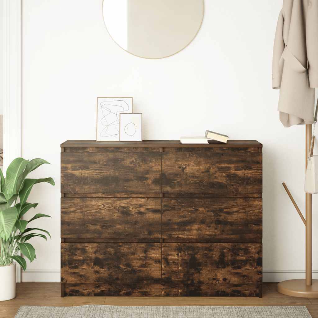 Sideboard Smoked Oak 100x35x76 cm Engineered Wood