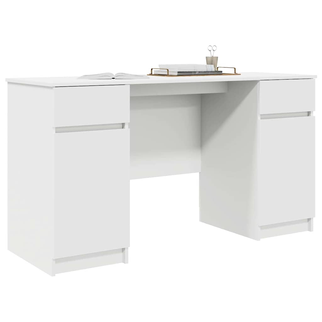 Desk with Drawer White 140 x 49 x 76 cm Engineered wood