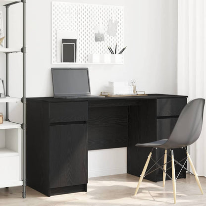 Desk with Drawer Black oak 140 x 49 x 76 cm Engineered wood