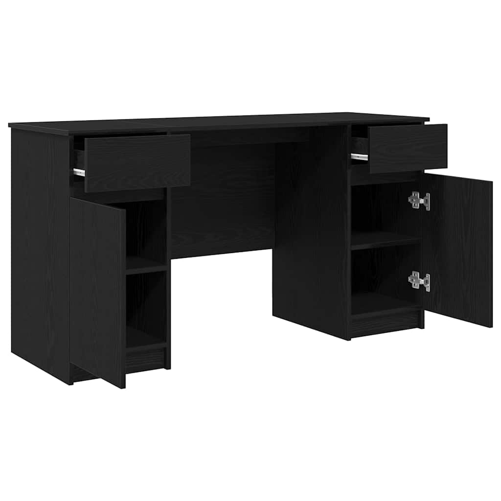 Desk with Drawer Black oak 140 x 49 x 76 cm Engineered wood