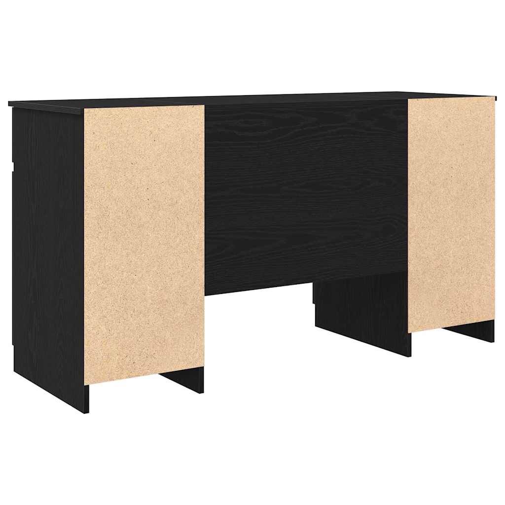 Desk with Drawer Black oak 140 x 49 x 76 cm Engineered wood