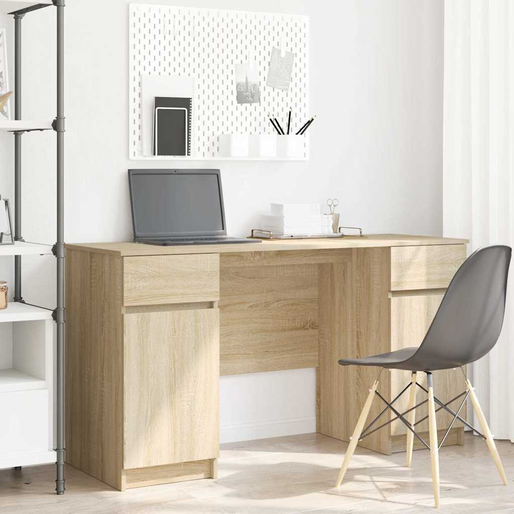 Desk with Drawer Sonoma oak 140 x 49 x 76 cm Engineered wood