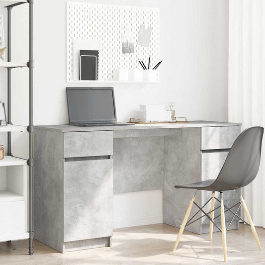 Desk with Drawer Concrete grey 140 x 49 x 76 cm Engineered wood