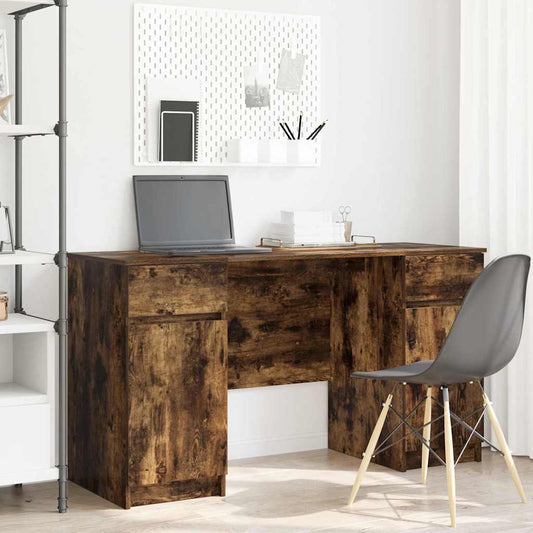 Desk with Drawer Smoked oak 140 x 49 x 76 cm Engineered wood