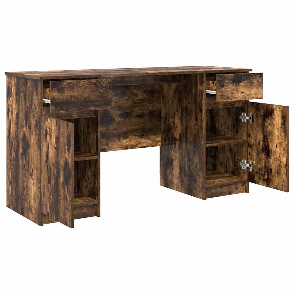 Desk with Drawer Smoked oak 140 x 49 x 76 cm Engineered wood