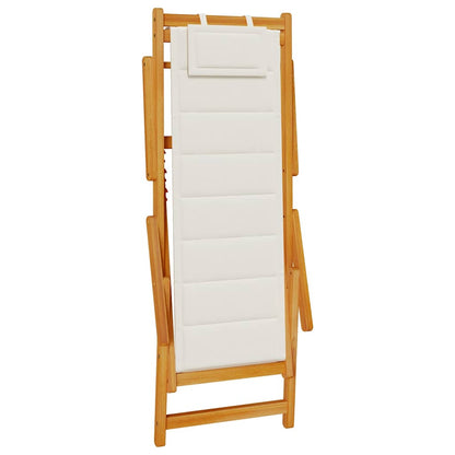 Folding Beach Chair with Armrests Light Grey Acacia Wood & Textilene