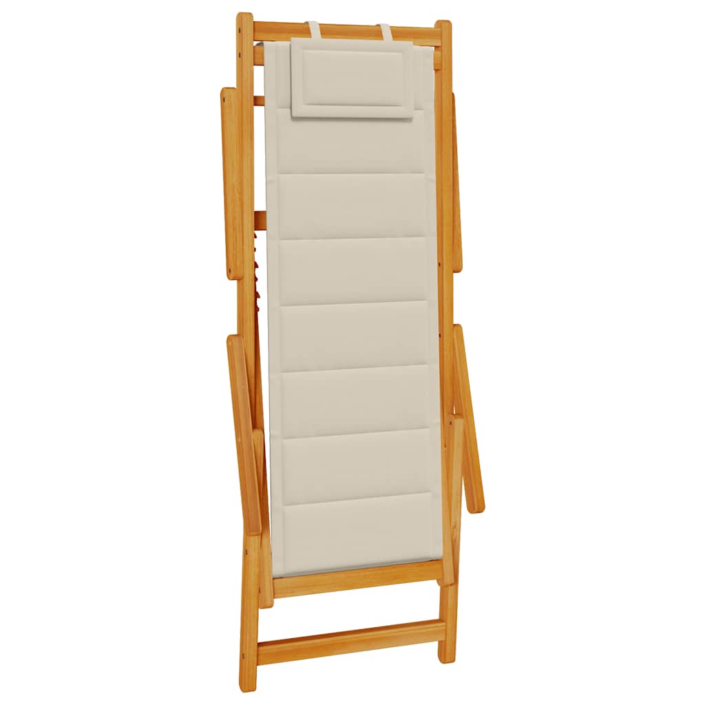 Folding Chair with Armrests Taupe Acacia Wood & Textilene