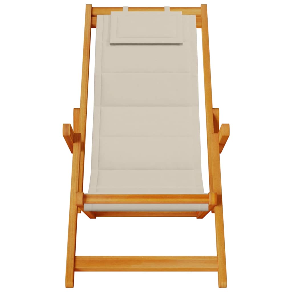 Folding Chair with Armrests Taupe Acacia Wood & Textilene