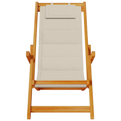 Folding Chair with Armrests Taupe Acacia Wood & Textilene