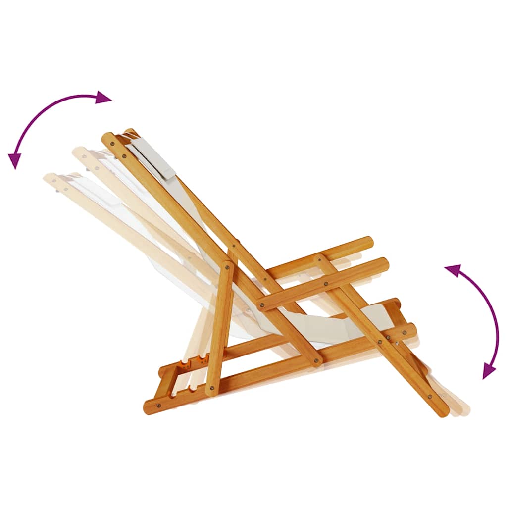 Folding Chair with Armrests Taupe Acacia Wood & Textilene