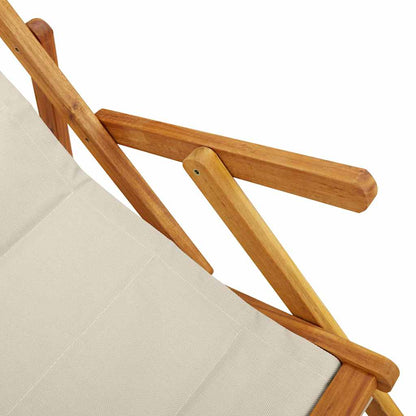 Folding Chair with Armrests Taupe Acacia Wood & Textilene