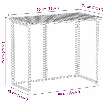 Folding Garden Table Black 90x51x75 cm Poly Rattan