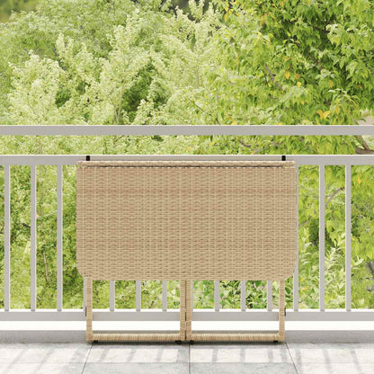 Folding Garden Table Beige 90x51x75 cm Poly Rattan