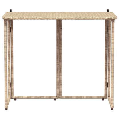 Folding Garden Table Beige 90x51x75 cm Poly Rattan