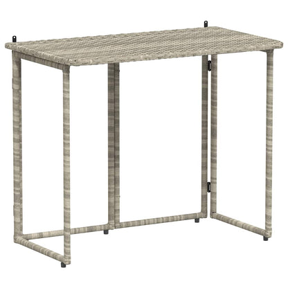 Folding Garden Table Light Grey 90x51x75 cm Poly Rattan