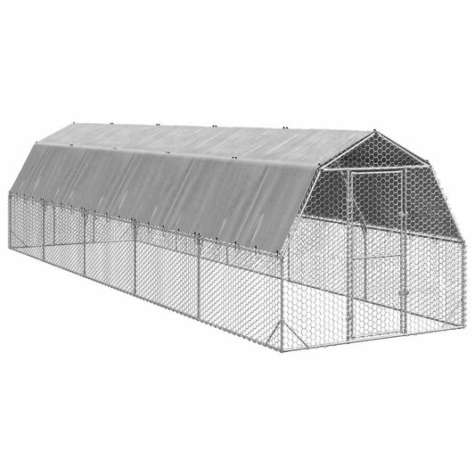 Chicken Run with Roof 2,5x10x2,25 m Galvanised Steel