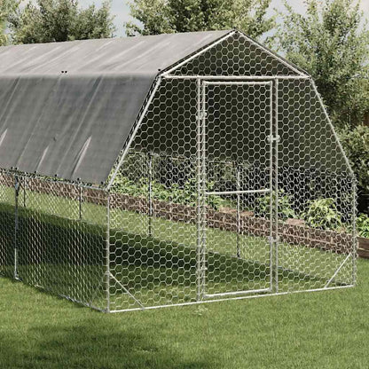 Chicken Run with Roof 2.5x12x2.25 m Galvanised Steel