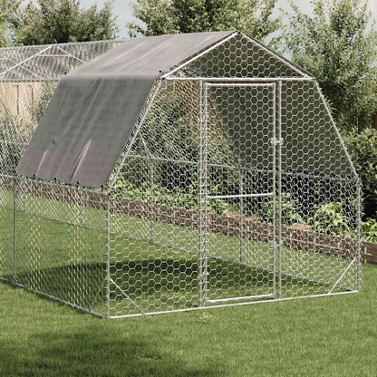 Chicken Run with Roof 2.5x10x2.25 m Galvanised Steel