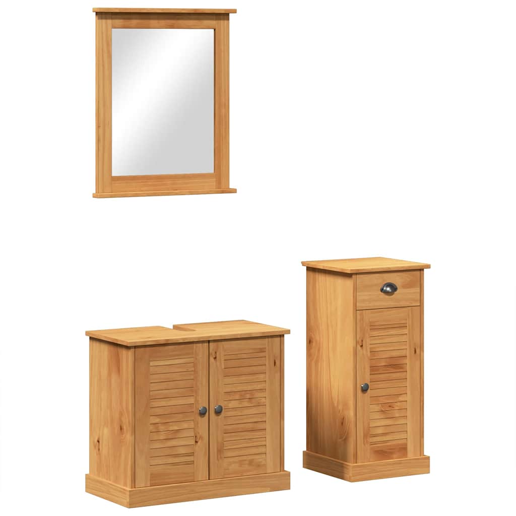 Bathroom Furniture Set VIGO 3 pcs Honey Brown Solid Pine Wood