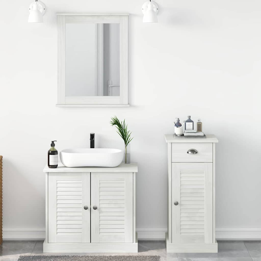 Bathroom Furniture Set 3 pcs Antique White Solid Pine Wood