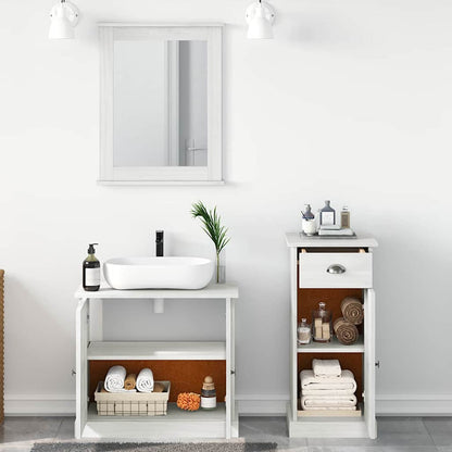 Bathroom Furniture Set 3 pcs Antique White Solid Pine Wood