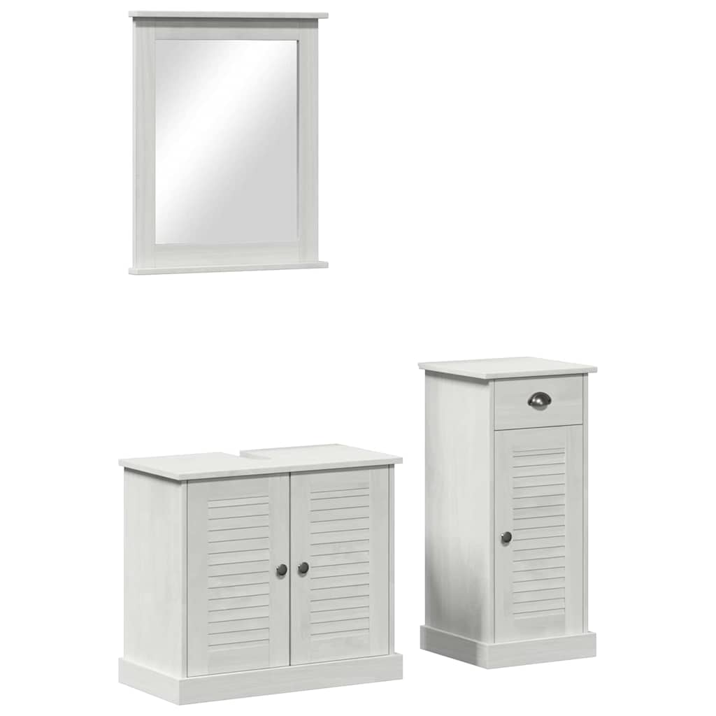 Bathroom Furniture Set 3 pcs Antique White Solid Pine Wood
